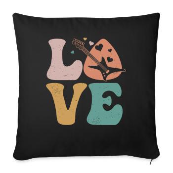 Electric Guitar Electronic Guitar LOVE - Sofa pillowcase 17,3'' x 17,3'' (45 x 45 cm) - black - Front
