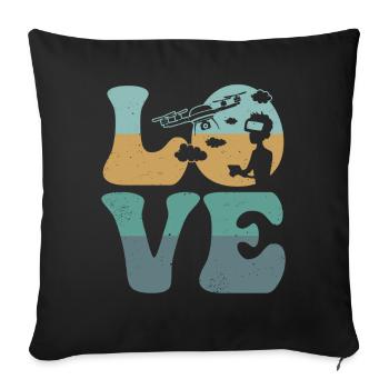 Drone Pilote Quadcopter RC Biker LOVE - Housse de coussin décorative 45 x 45 cm - noir - Devant