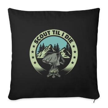 Tente scoute - Housse de coussin décorative 45 x 45 cm - noir - Devant