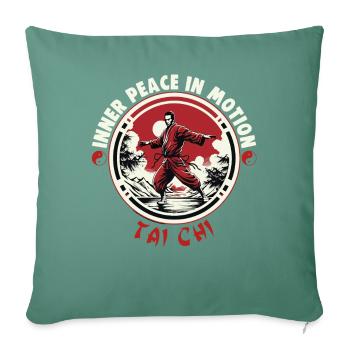 Tai Chi Design Paix Intérieure en Mouvement Taijiquan - Housse de coussin décorative 45 x 45 cm - vert sapin - Devant