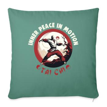 Tai Chi Design Paix Intérieure en Mouvement Taijiquan - Housse de coussin décorative 45 x 45 cm - vert sapin - Devant