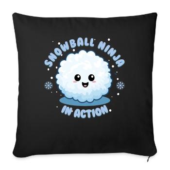 Snowball Fight - Snowball Ninja in Action - Sofa pillowcase 17,3'' x 17,3'' (45 x 45 cm) - black - Front