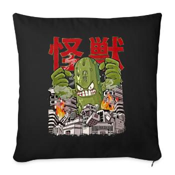 Kaiju Cucumber Japanese Anime Monster Cucumber - Sofa pillowcase 17,3'' x 17,3'' (45 x 45 cm) - black - Front