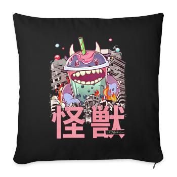Kaiju Bubble Tea Japanese Anime Monster Boba - Sofa pillowcase 17,3'' x 17,3'' (45 x 45 cm) - black - Front