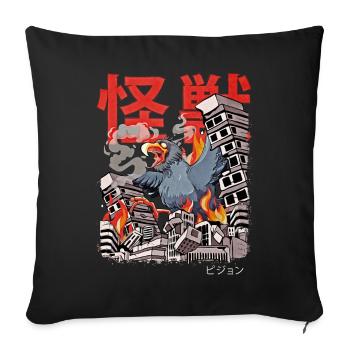 Kaiju Pigeon Anime Japonais Monster Bird - Housse de coussin décorative 45 x 45 cm - noir - Devant