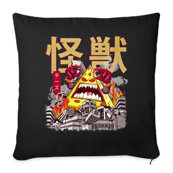 Kaiju-Käse Japanisches Anime-Monster Cheddar - Sofakissenbezug 45 x 45 cm - Schwarz - Vorne