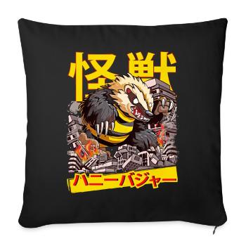 Kaiju Honey Badger Japanese Anime Monster Puzzle - Sofa pillowcase 17,3'' x 17,3'' (45 x 45 cm) - black - Front