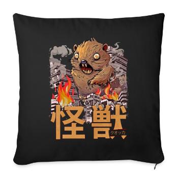 Kaiju Quokka Japanese anime monster - Sofa pillowcase 17,3'' x 17,3'' (45 x 45 cm) - black - Front