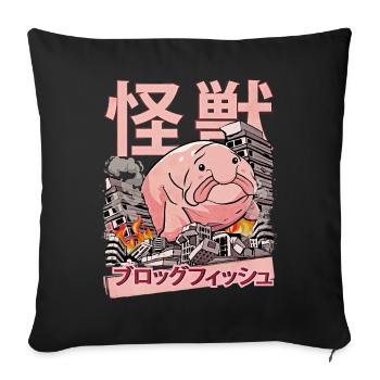 Kaiju Blobfish Japanischer Anime Monster Fisch - Sofakissenbezug 45 x 45 cm - Schwarz - Vorne