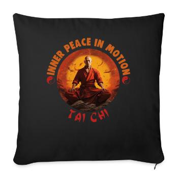 Tai Chi Design Paix Intérieure en Mouvement Taijiquan - Housse de coussin décorative 45 x 45 cm - noir - Devant