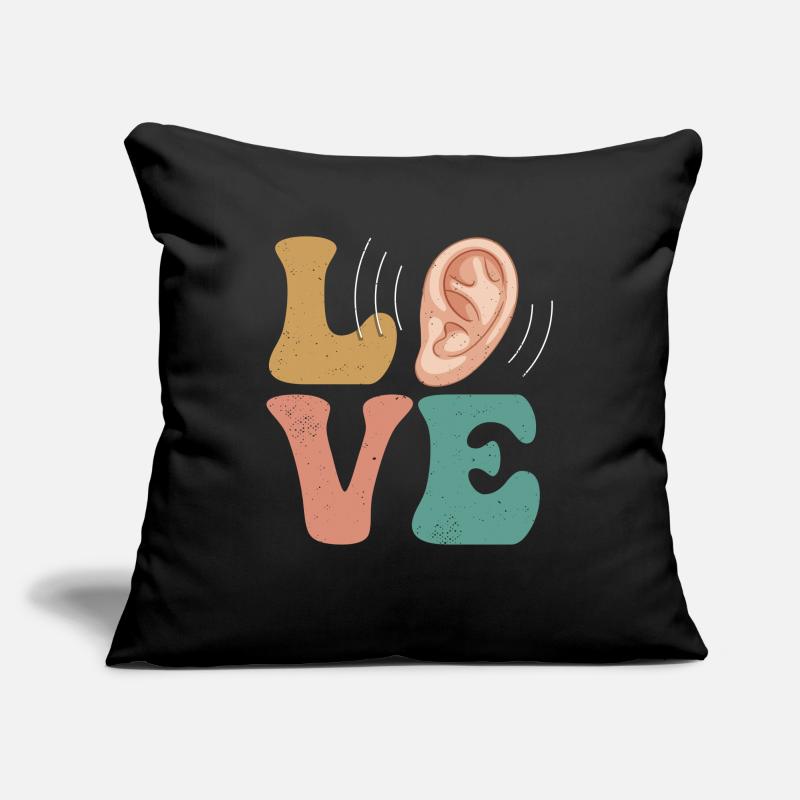 Surdité Surdité Perte auditive AMOUR Housse de coussin décorative 45 x 45 cm