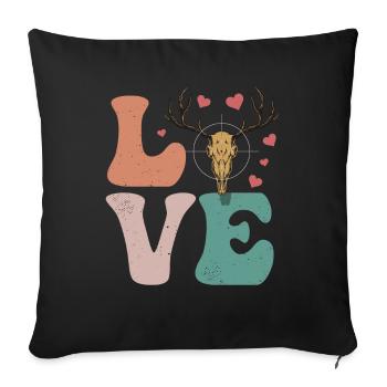 Hirschjagd Jäger Buck LOVE - Sofakissenbezug 45 x 45 cm - Schwarz - Vorne