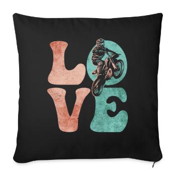 Dirt Bike Motocross Dirt Biking Enduro LOVE - Housse de coussin décorative 45 x 45 cm - noir - Devant