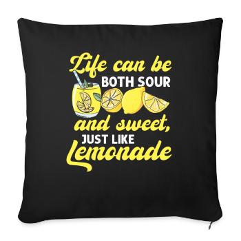 Life Sour Sweet comme la limonade Fruity Juice - Housse de coussin décorative 45 x 45 cm - noir - Devant