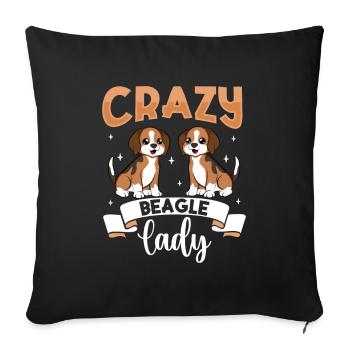 Crazy Beagle Lady - Beagle - Sofakissenbezug 45 x 45 cm - Schwarz - Vorne