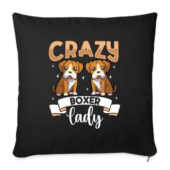 Crazy Boxer Lady - Boxer - Housse de coussin décorative 45 x 45 cm - noir - Devant