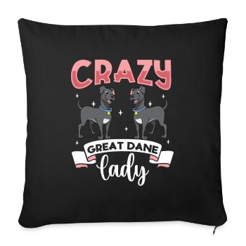 Crazy Great Dane Lady - Deutsche Dogge - Sofa pillowcase 17,3'' x 17,3'' (45 x 45 cm) - black - Front