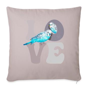 Budgie Budgie Parrot LOVE - Sofa pillowcase 17,3'' x 17,3'' (45 x 45 cm) - light taupe - Front