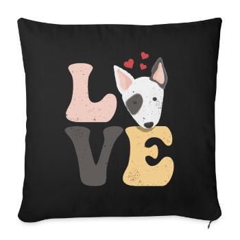 Bull Terrier Chien AMOUR - Housse de coussin décorative 45 x 45 cm - noir - Devant