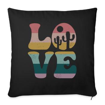 Cactus Plant Succulent LOVE - Sofa pillowcase 17,3'' x 17,3'' (45 x 45 cm) - black - Front