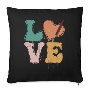 Calligraphy Brush LOVE - Sofa pillowcase 17,3'' x 17,3'' (45 x 45 cm) - black - Front