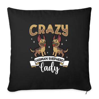 Crazy German Shepherd Lady - Schäferhund - Housse de coussin décorative 45 x 45 cm - noir - Devant