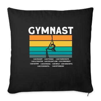 Cadeau de sport de gymnastique acrobatique - Housse de coussin décorative 45 x 45 cm - noir - Devant