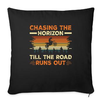 Vintage Motocross Rider Chasing The Horizon - Sofa pillowcase 17,3'' x 17,3'' (45 x 45 cm) - black - Front