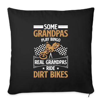 Grandpas Play Bingo Real Grandpas Ride Dirt Bike - Sofa pillowcase 17,3'' x 17,3'' (45 x 45 cm) - black - Front