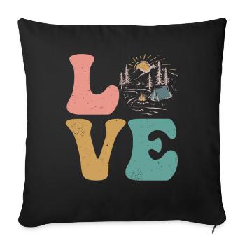 Camper Camp Camping LOVE - Sofakissenbezug 45 x 45 cm - Schwarz - Vorne