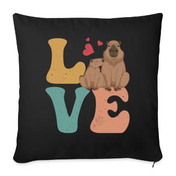 Capybara Capibara LOVE - Sofa pillowcase 17,3'' x 17,3'' (45 x 45 cm) - black - Front