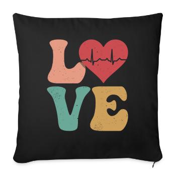 Cardiac Nurse Cardiology CNS LOVE - Sofa pillowcase 17,3'' x 17,3'' (45 x 45 cm) - black - Front