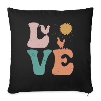 Éleveur d’animaux de ferme de poulet LOVE - Housse de coussin décorative 45 x 45 cm - noir - Devant