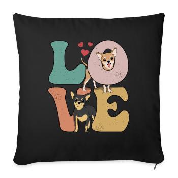 Chihuahua Chien AMOUR - Housse de coussin décorative 45 x 45 cm - noir - Devant