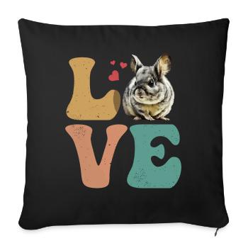 Chinchilla-Besitzer LOVE - Sofakissenbezug 45 x 45 cm - Schwarz - Vorne