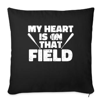 Baseball Baseball Mama My Heart Is On That Field - Sofa pillowcase 17,3'' x 17,3'' (45 x 45 cm) - black - Front
