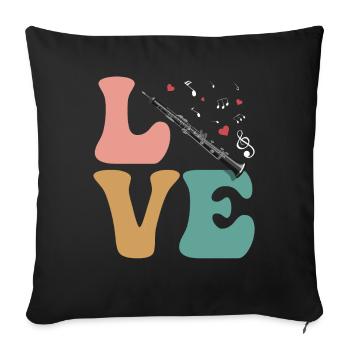 Clarinet Instrument Clarinetist LOVE - Sofa pillowcase 17,3'' x 17,3'' (45 x 45 cm) - black - Front