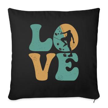 Climbing Climber Bouldering LOVE - Sofa pillowcase 17,3'' x 17,3'' (45 x 45 cm) - black - Front