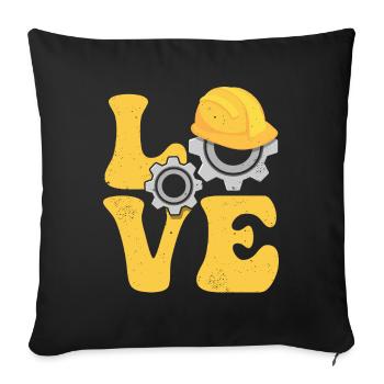 CNC Processor Machine Operator LOVE - Sofa pillowcase 17,3'' x 17,3'' (45 x 45 cm) - black - Front