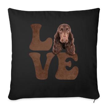Cocker Spaniel Hund LIEBE - Sofakissenbezug 45 x 45 cm - Schwarz - Vorne