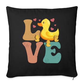 Ducks Ducklings LOVE - Sofa pillowcase 17,3'' x 17,3'' (45 x 45 cm) - black - Front