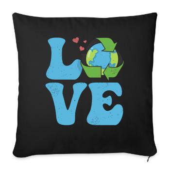 Ecologist Ecology Environment LOVE - Sofa pillowcase 17,3'' x 17,3'' (45 x 45 cm) - black - Front