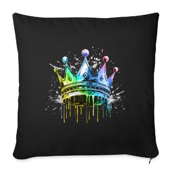 Crown Symbol Colorful King - Sofa pillowcase 17,3'' x 17,3'' (45 x 45 cm) - black - Front