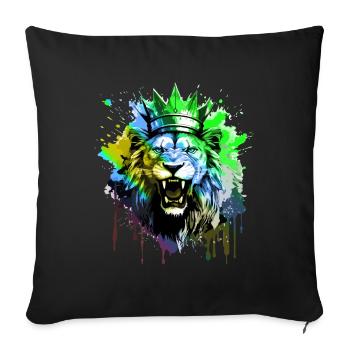 Lion Crown Symbol Portait - Sofa pillowcase 17,3'' x 17,3'' (45 x 45 cm) - black - Front