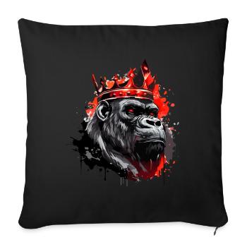 Roi Gorille Couronne Animal - Housse de coussin décorative 45 x 45 cm - noir - Devant
