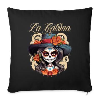 La Catrina Cool Dia De Los Muertos Design - Sofa pillowcase 17,3'' x 17,3'' (45 x 45 cm) - black - Front