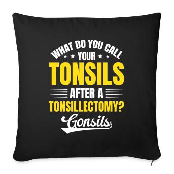 Amygdales après l’amygdalectomie Gonsils Gift - Housse de coussin décorative 45 x 45 cm - noir - Devant