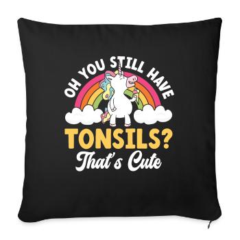 Amygdales Sweet Unicorn Crème glacée Amygdalectomie - Housse de coussin décorative 45 x 45 cm - noir - Devant