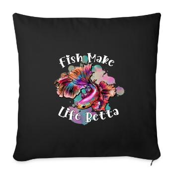 Aquarium Fish Gift - Sofa pillowcase 17,3'' x 17,3'' (45 x 45 cm) - black - Front