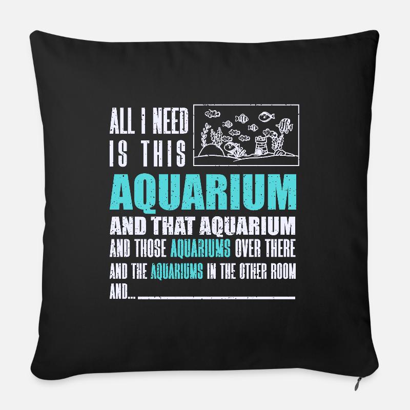 Cadeau de poisson d’aquarium - Housse de coussin décorative 45 x 45 cm - noir